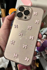New Pink Bow Shimmer Glitter Case